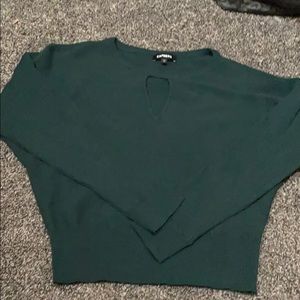 Keyhole forest green sweater